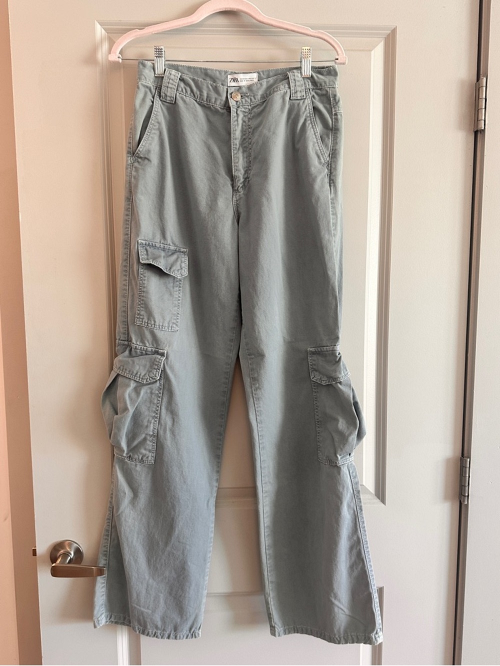 Zara Cargo Pants in Light Sage